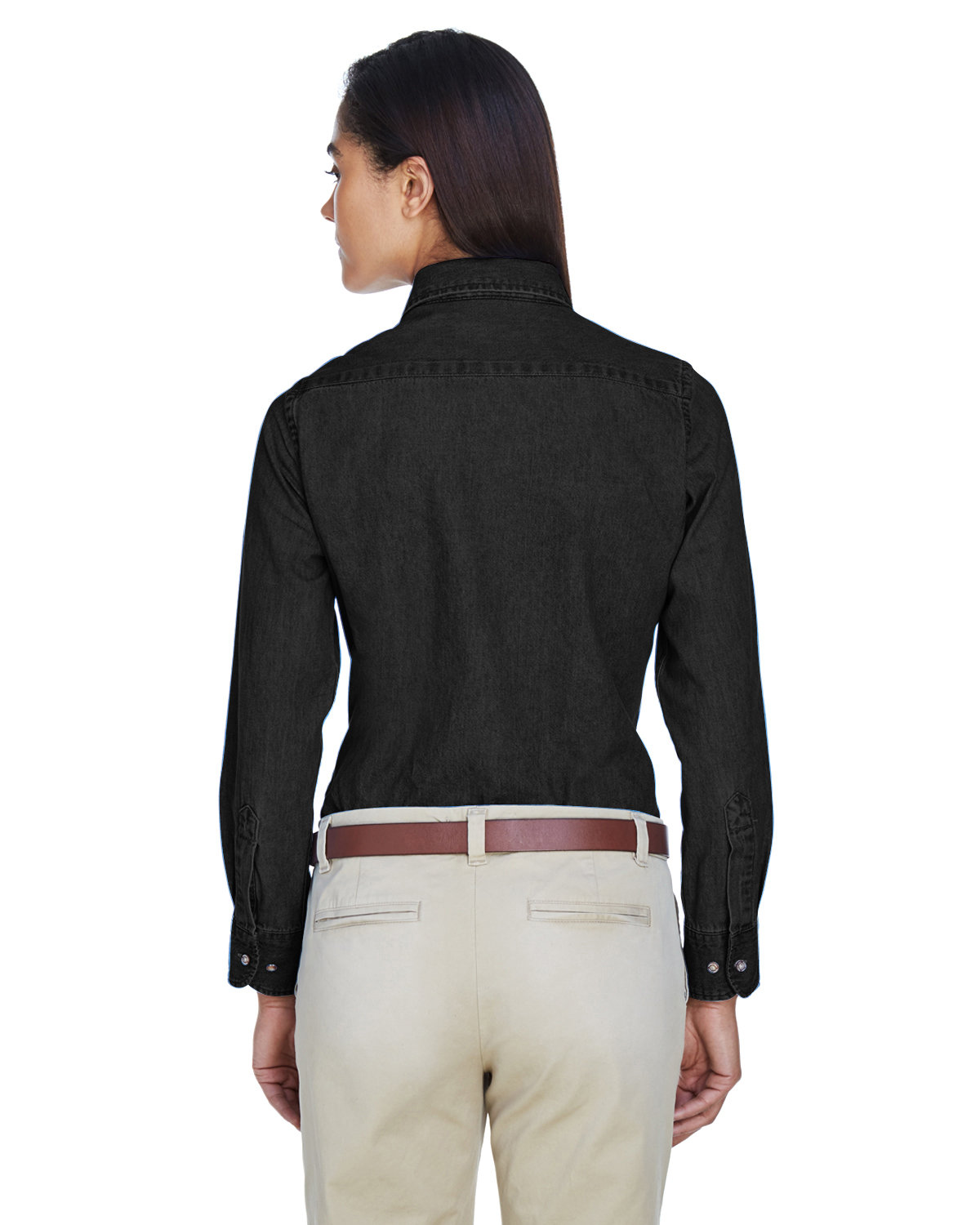 Harriton M550W Ladies' 6.5 oz. Long-Sleeve Denim S in Washed black