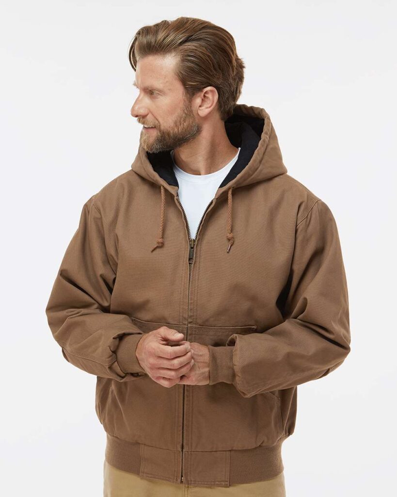 DRI DUCK 5020T Men's Tall Cheyenne Boulder Cloth Hooded Jacket with Tricot Quilt Lining in Field Khaki