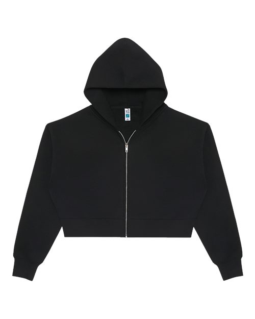 Lane Seven LS88003 Women's Relaxed Cropped Full-Zip Hoodie Sweatshirt in Black