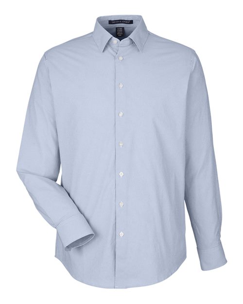 Devon & Jones DG537 Men's CrownLux Performance Microstripe Dress Shirt in Navy/ White