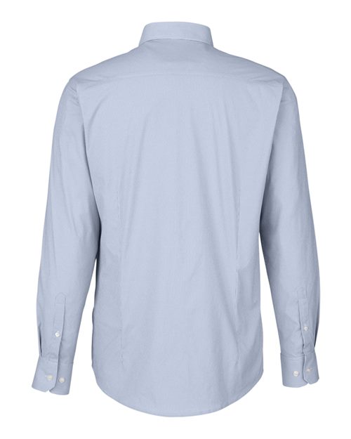 Devon & Jones DG537 Men's CrownLux Performance Microstripe Dress Shirt in Navy/ White
