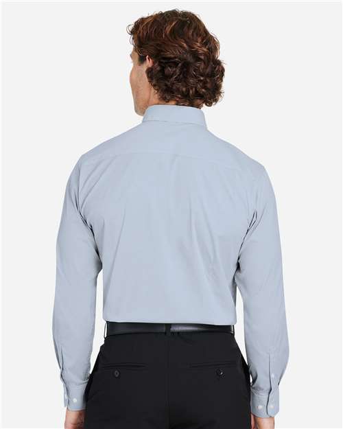 Devon & Jones DG537 Men's CrownLux Performance Microstripe Dress Shirt in Navy/ White