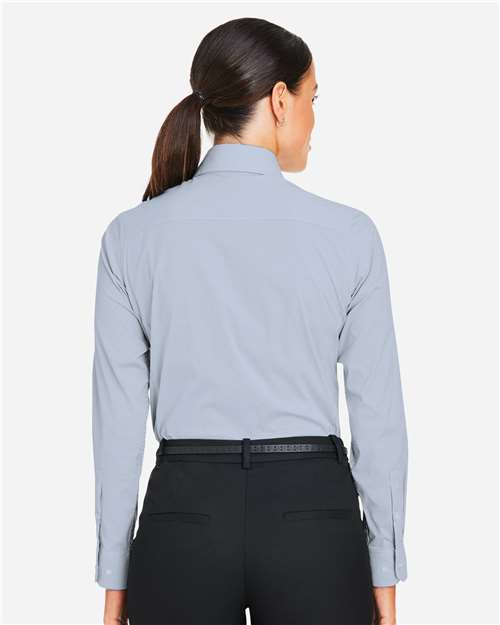 Devon & Jones DG537W Women's CrownLux Performance Microstripe Dress Shirt in Navy/ White