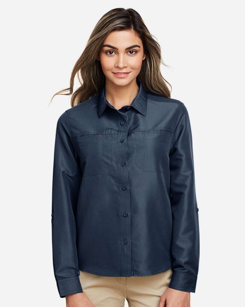 Harriton M580LW Women's Key West Performance Staff Shirt in Navy