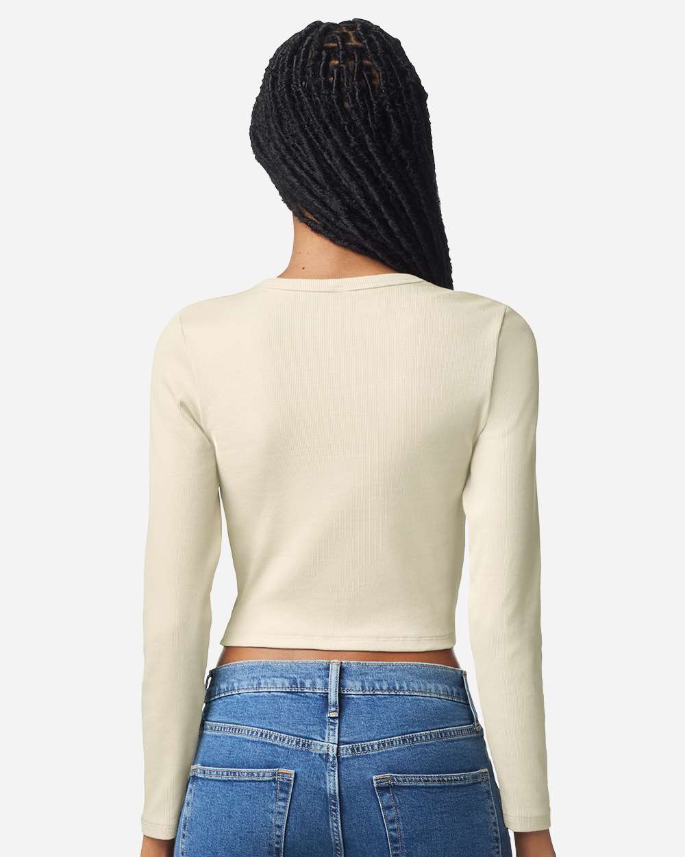 American Apparel BR2107 Women's Baby Rib Long Slee in Bone