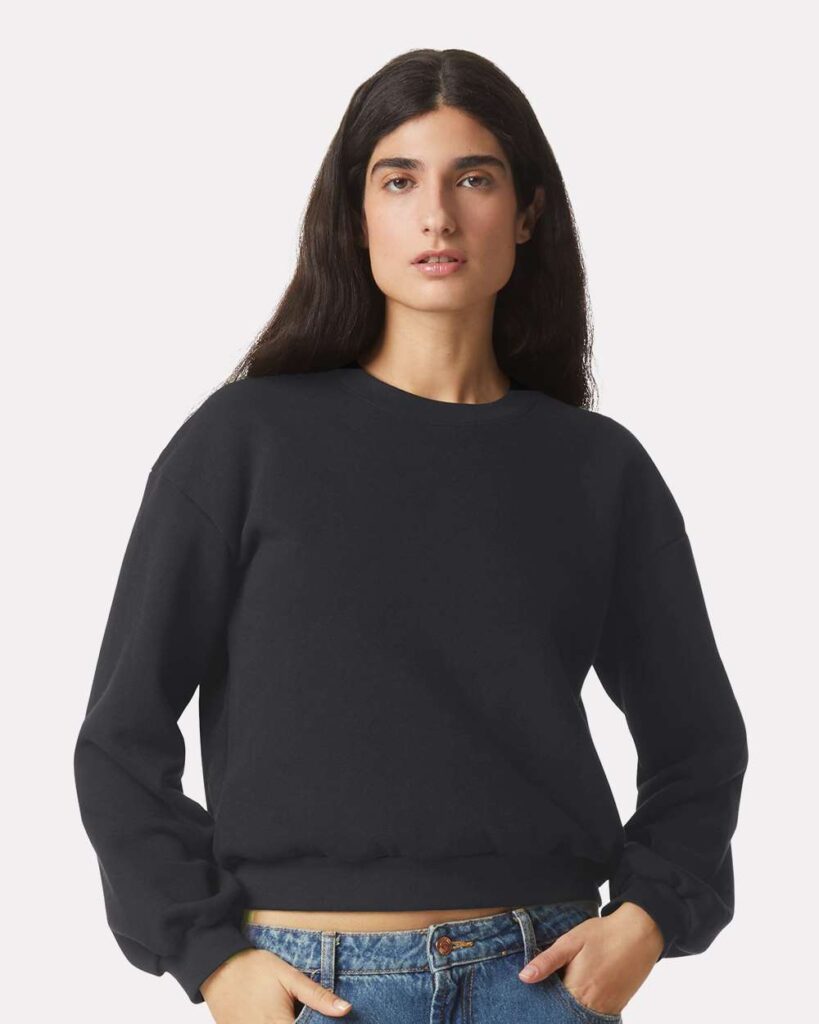 American Apparel RF494 Women's ReFlex Fleece Crewneck Sweatshirt in Black