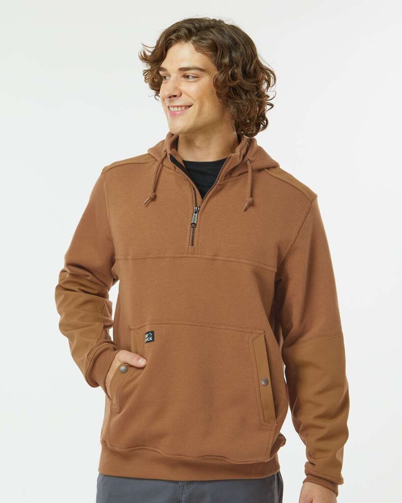 DRI DUCK 7349 Men's Mission Quarter-Zip Hooded Pullover in Saddle