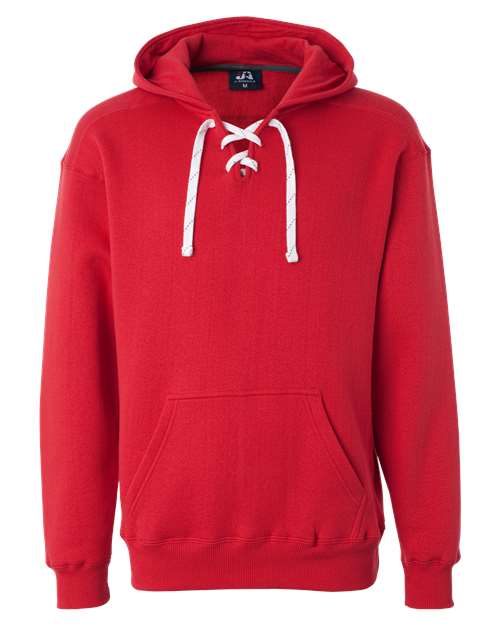 J. America 8830 Men's Sport Lace Hooded Sweatshirt in Red