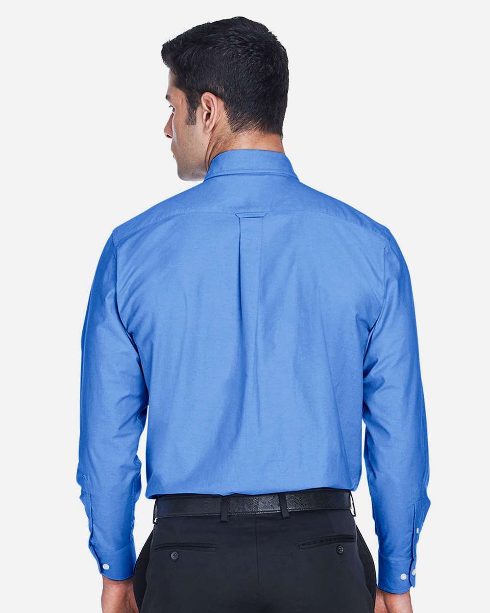 Harriton M600 Men's Long-Sleeve Oxford with Stain- in French Blue