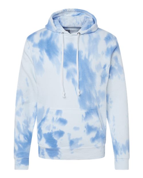 J. America 8861 Men's Tie-Dyed Fleece Hooded Sweatshirt in Periwinkle Tie Dye