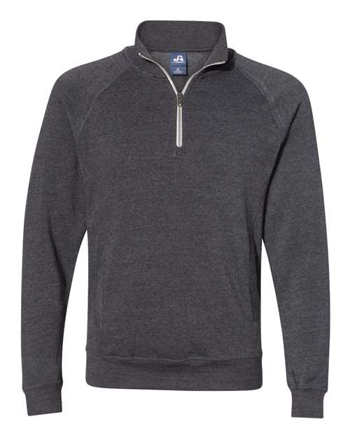 J. America 8869 Men's Triblend Quarter-Zip Sweatshirt in Black Triblend