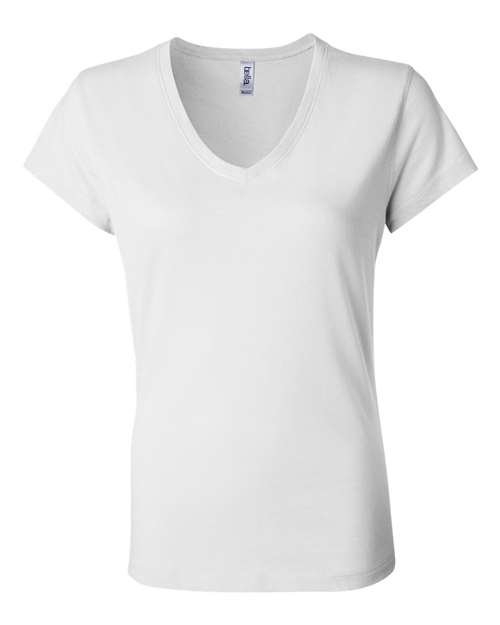 BELLA + CANVAS 6005 Women's Jersey V-Neck Tee in White
