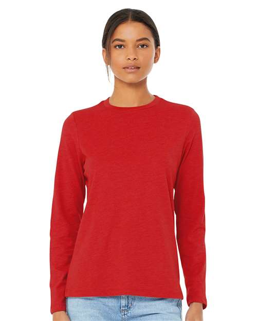 BELLA + CANVAS 6500 Women's Jersey Long Sleeve Tee in Red
