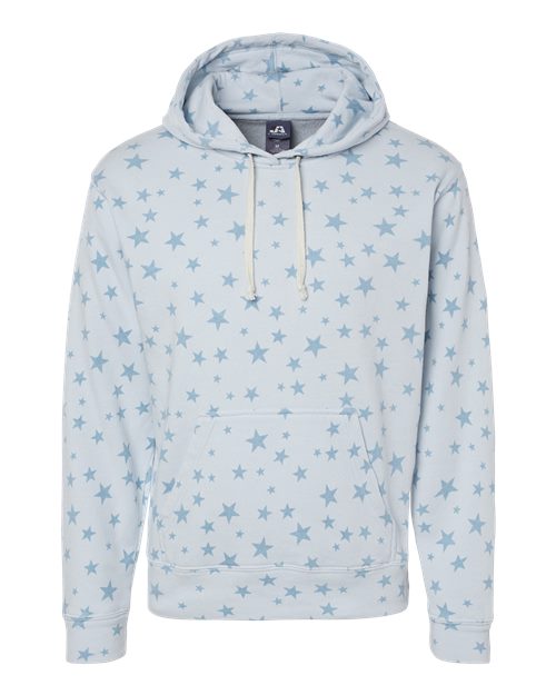 J. America 8871 Men's Triblend Fleece Hooded Sweatshirt in Chambray Stars Triblend