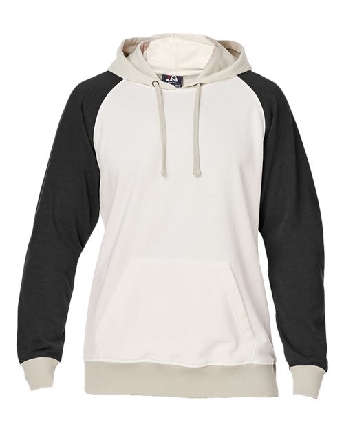 J. America 8886 Unisex Vintage Tricolor Hooded Sweatshirt in Antique White/ Black