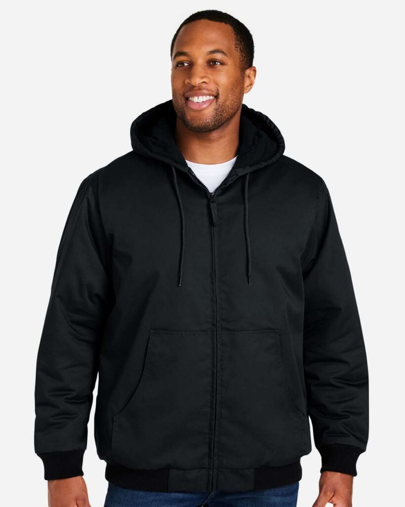 Harriton M722T Unisex Tall ClimaBloc Heavyweight Hooded Full-Zip Jacket in Black