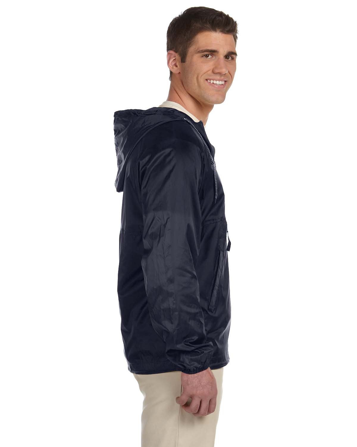 Harriton M750 Adult Packable Nylon Jacket in Navy