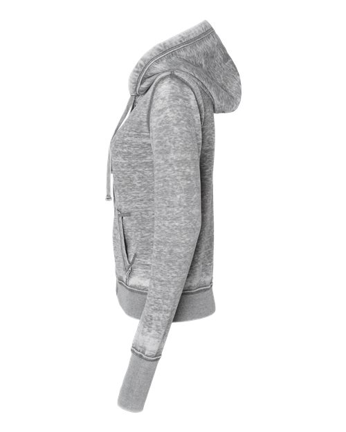J. America 8913 Women's Zen Fleece Full-Zip Hooded Sweatshirt in Cement