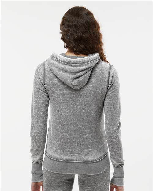 J. America 8913 Women's Zen Fleece Full-Zip Hooded Sweatshirt in Cement