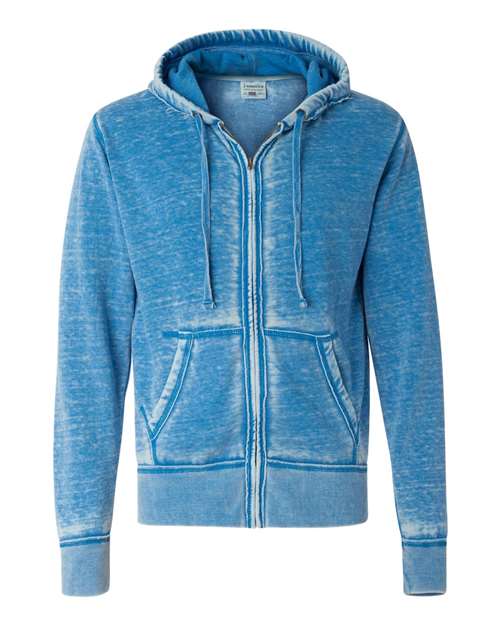 J. America 8916 Men's Vintage Zen Fleece Full-Zip Hooded Sweatshirt in Royal