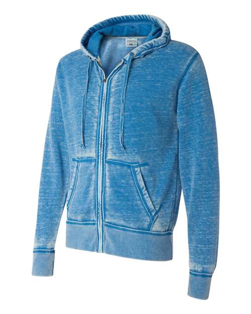 J. America 8916 Men's Vintage Zen Fleece Full-Zip Hooded Sweatshirt in Royal