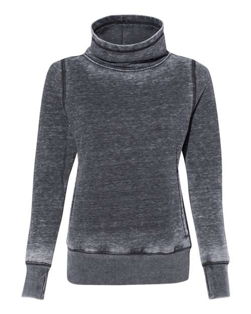 J. America 8930 Women's Zen Fleece Cowl Neck Sweatshirt in Dark Smoke
