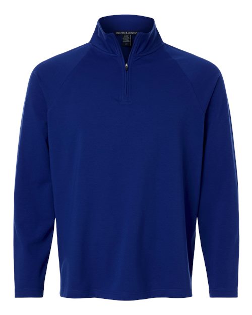 Devon & Jones DG402 Men's Seaton Pebble Textured Quarter-Zip Pullover in Midnight Royal