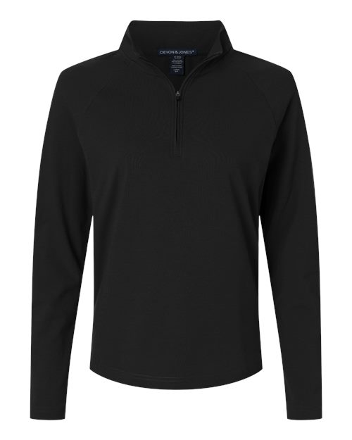 Devon & Jones DG402W Women's Seaton Pebble Textured Quarter-Zip Pullover in Black