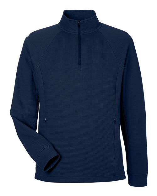 North End NE200 Men's Rhythm Waffle Quarter-Zip Pullover in Classic Navy