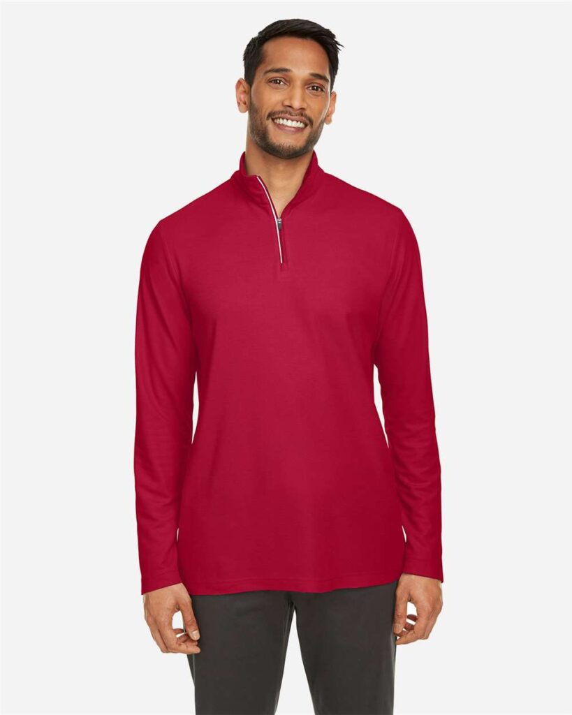 CORE365 CE405 Men's Fusion ChromaSoft Pique Quarter-Zip Pullover in Classic Red