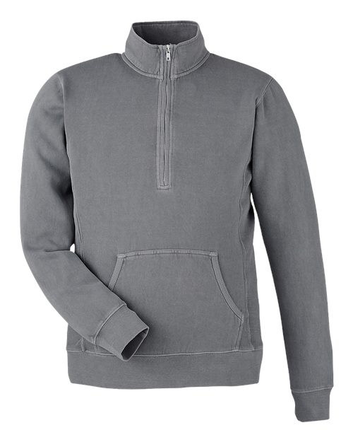 J. America 8732 Unisex Pigment-Dyed Fleece Quarter-Zip Pullover in Lead