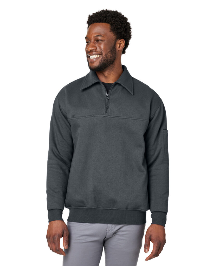 Harriton M712 Unisex ClimaBloc Heavyweight Tactical Quarter-Zip Pullover in Dark Charcoal