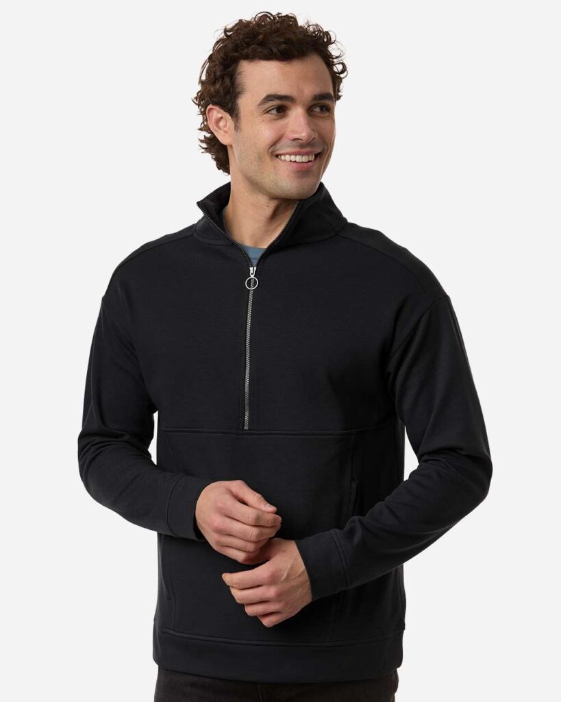 North End NE220 Men's Mantra Half-Zip Ottoman Pullover in Black