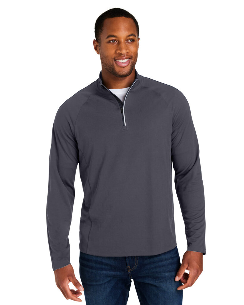 CORE365 CE418 Men's Origin Performance Pique Quarter-Zip Pullover in Carbon/ Black