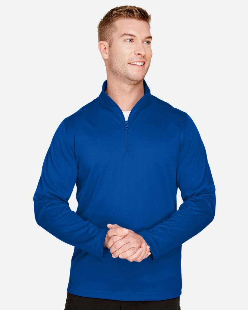 Harriton M748 Men's Advantage Snag Protection Plus Quarter-Zip Pullover in True Royal