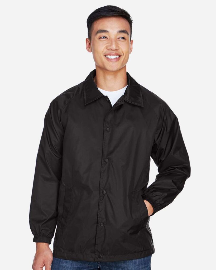 Harriton M775 Unisex Nylon Staff Jacket in Black