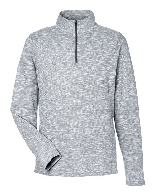 North End NE415 Men's Eclipse Jacquard Quarter-Zip Pullover in Black Heather