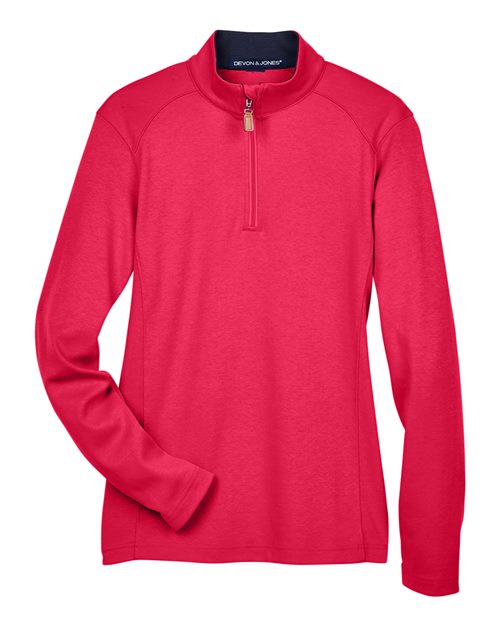 Devon & Jones DG479W Women's DRYTEC20 Performance Quarter-Zip Pullover in Red/ Navy/ Red