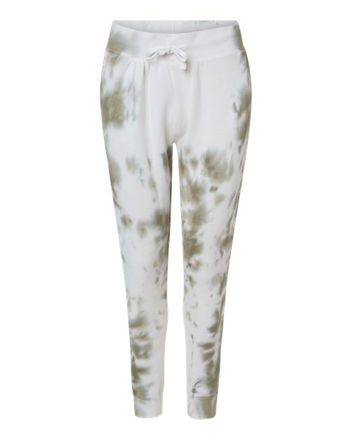 J. America 8884 Unisex Tie-Dyed Fleece Joggers in Olive Tie Dye