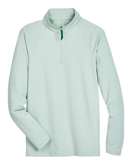 Devon & Jones DG480 Men's CrownLux Performance Clubhouse Micro-Stripe Quarter-Zip Pullover in Kelly Green