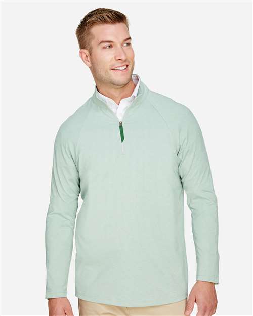 Devon & Jones DG480 Men's CrownLux Performance Clubhouse Micro-Stripe Quarter-Zip Pullover in Kelly Green