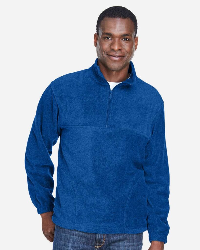 Harriton M980 Men's Fleece Quarter-Zip Pullover in True Royal