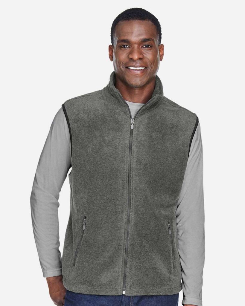 Harriton M985 Unisex Fleece Full-Zip Vest in Charcoal