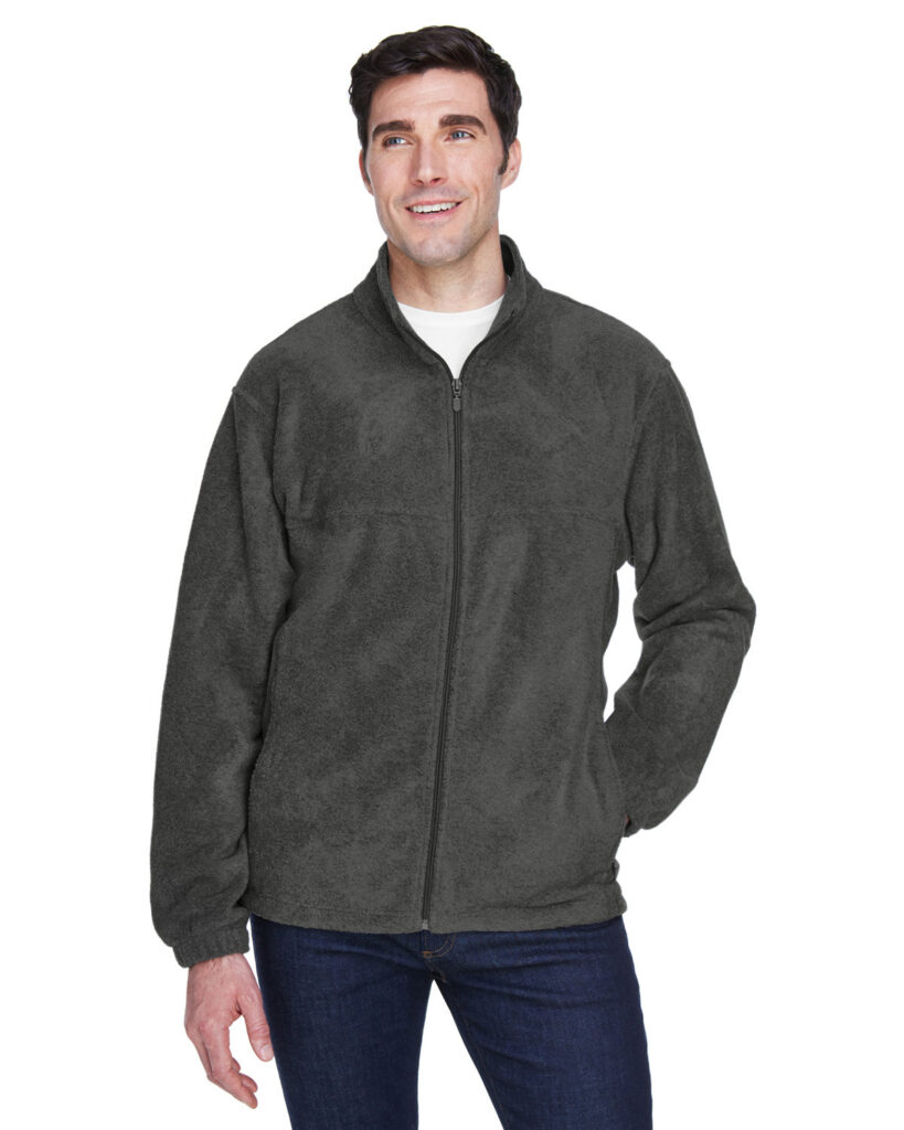Harriton M990T Men's Tall Full-Zip Fleece in Charcoal