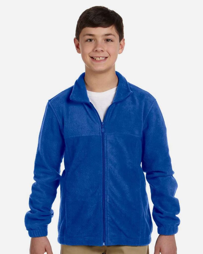 Harriton M990Y Youth Full-Zip Fleece in True Royal
