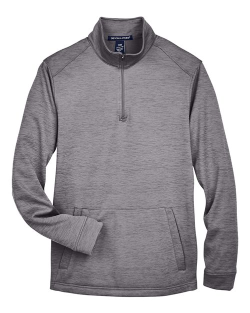 Devon & Jones DG798 Men's Newbury Mélange Fleece Quarter-Zip Pullover in Dark Grey Heather
