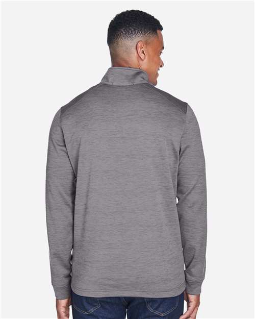 Devon & Jones DG798 Men's Newbury Mélange Fleece Quarter-Zip Pullover in Dark Grey Heather