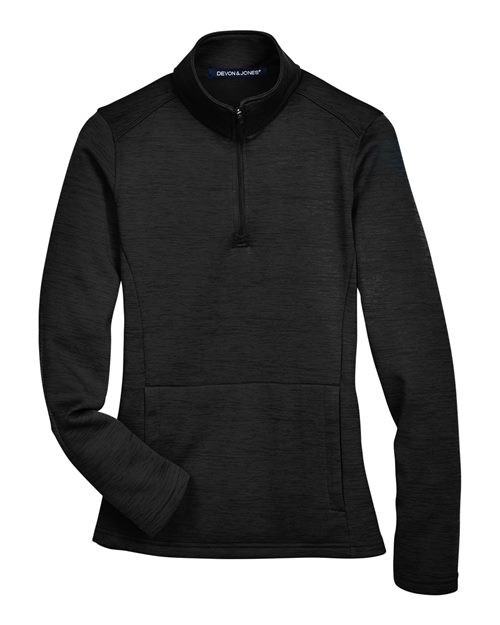 Devon & Jones DG798W Women's Newbury Mélange Fleece Quarter-Zip Pullover in Black Heather