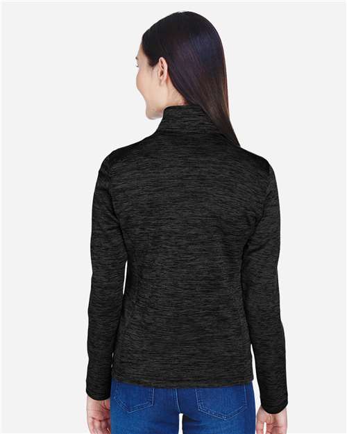 Devon & Jones DG798W Women's Newbury Mélange Fleece Quarter-Zip Pullover in Black Heather