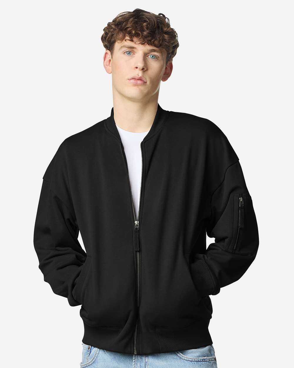 American Apparel FTJ77 Unisex French Terry Bomber in Black
